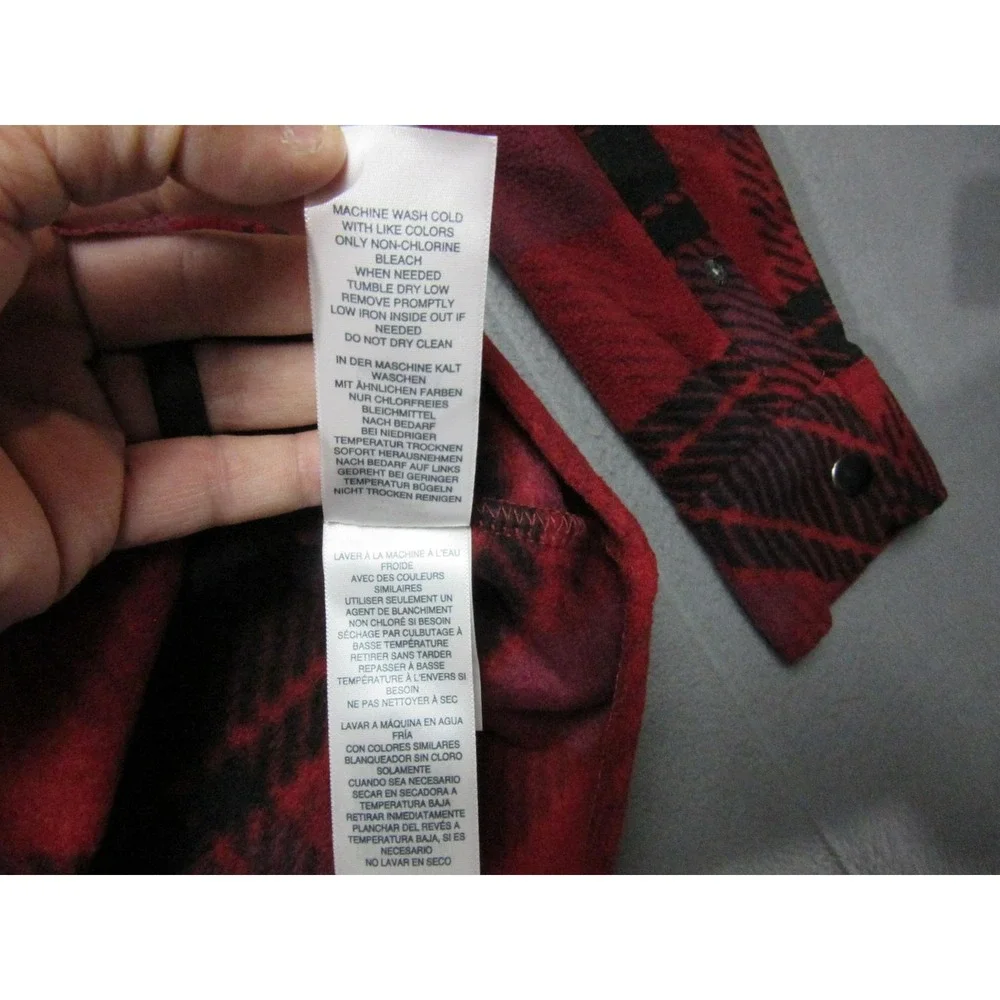 True Religion Shacket Mens Large Red Plaid Polar Fleece Thermal Snap Jacket